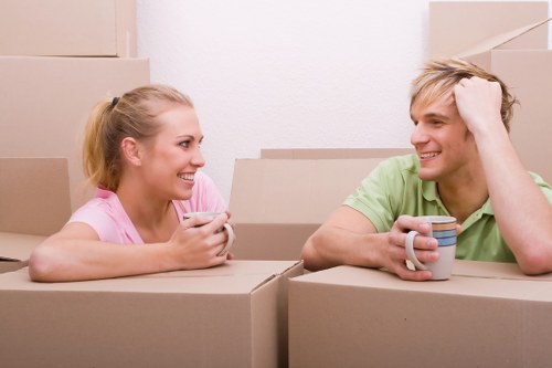 Packed moving boxes and furniture ready for same day removals in Parsons Green