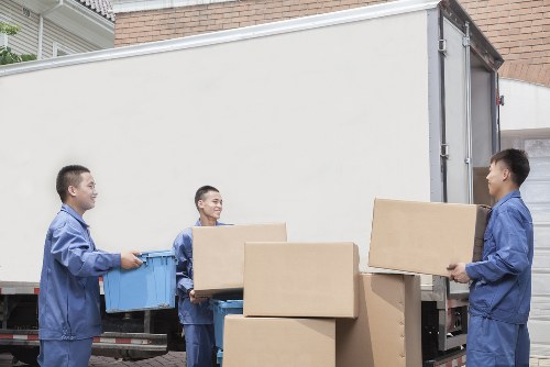 Commercial movers handling desks and IT equipment near Parsons Green