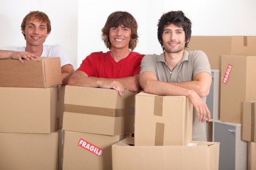 Packed boxes and furniture ready for local removals in Parsons Green